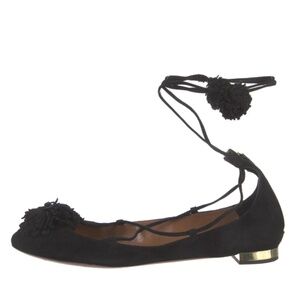 Aquazzura Black Suede Ballet Flats 9.5